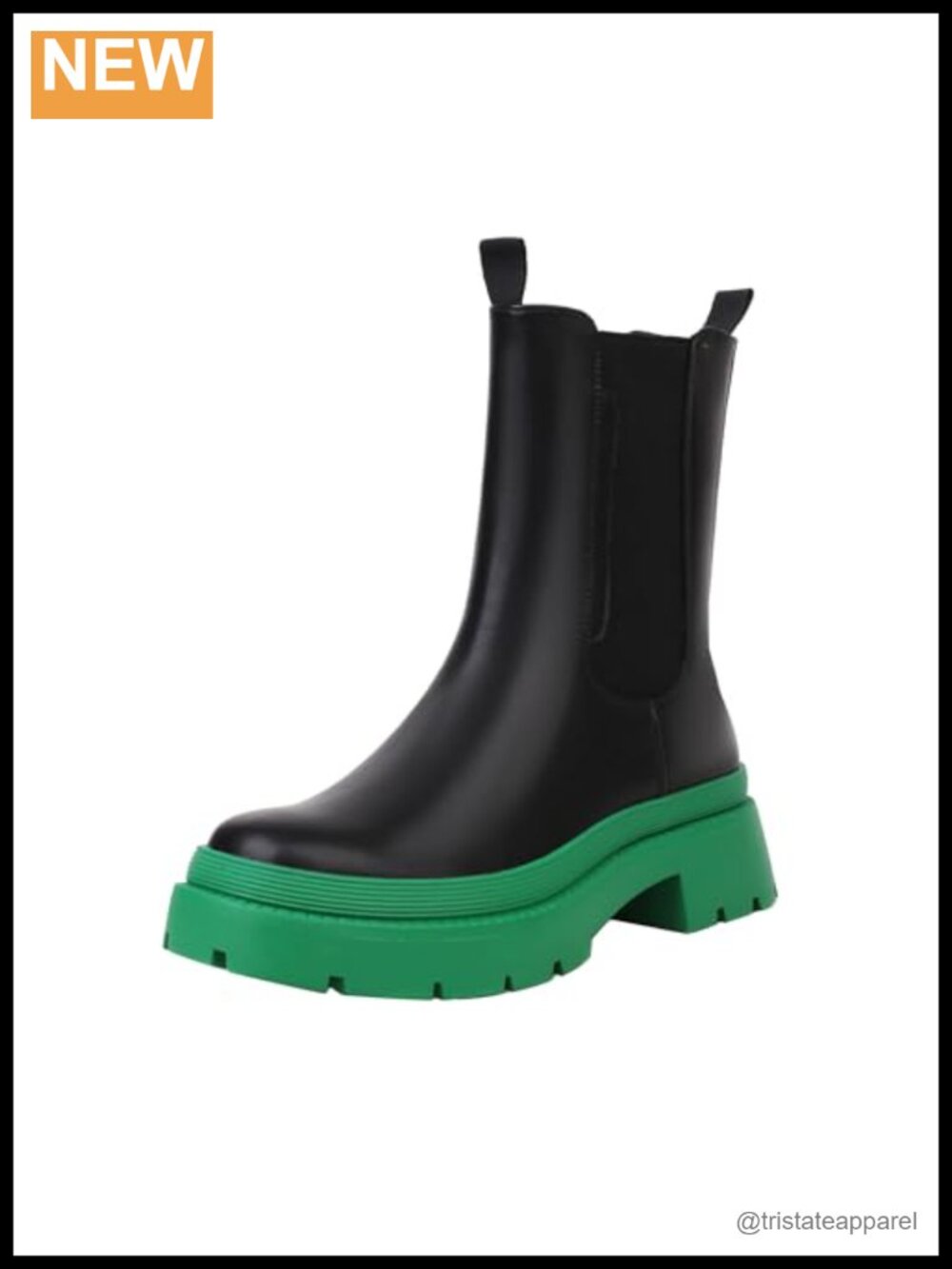 PU Leather Chelsea Ankle Boots with Chunky Platform Low Heel for Women